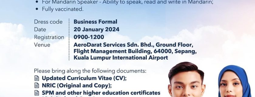 AeroDarat Customer Service Officer Recruitment- Jan 2024 (KUL)